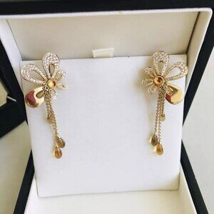 Di Modolo Pave Diamond Dangling Tear Drop Earrings in 18K Yellow Gold $13100
